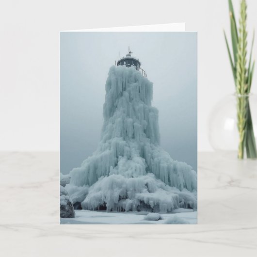 coastal lighthouse in winter kaart (Voorkant)