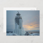 coastal lighthouse in winter storm briefkaart (Voorkant / Achterkant)