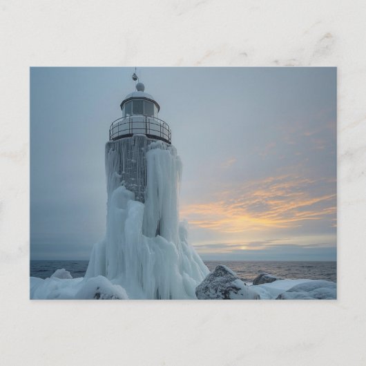 coastal lighthouse in winter storm briefkaart (Voorkant)