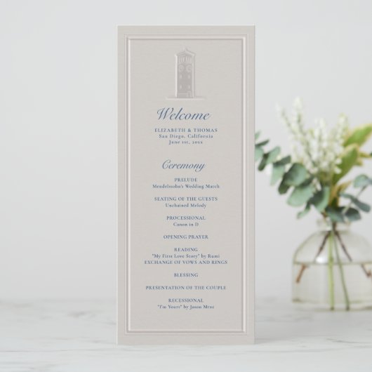 Coastal Lighthouse Nautical Formal Wedding Program (Staand voorkant)