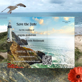 Coastal Lighthouse Nautical Save the Date Aankondigingskaart