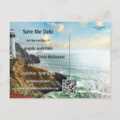 Coastal Lighthouse Nautical Save the Date Aankondigingskaart (Achterkant)