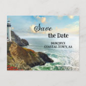 Coastal Lighthouse Nautical Save the Date Aankondigingskaart (Voorkant)