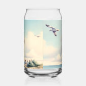 Coastal Lighthouse Seagulls Pastel Sky Serenity Blikvorm Glas (Rechts)