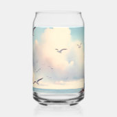 Coastal Lighthouse Seagulls Pastel Sky Serenity Blikvorm Glas (Links)