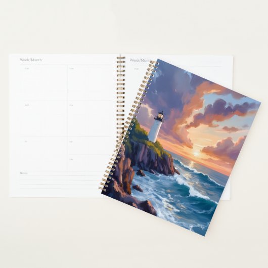 Coastal Lighthouse Sunset | Beach Ocean Painting Planner (Display)