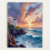 Coastal Lighthouse Sunset | Beach Ocean Painting Planner (Voorkant)