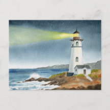 Coastal Lighthouse with Light Beam 