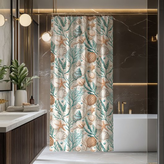 Coastal Living Curtain Soft Blue and Ivory Design Douchegordijn