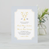 Coastal Lobster Minimalist Preppy Wedding Folie Uitnodiging (Staand Voorkant)