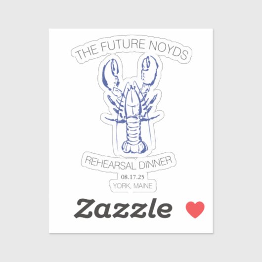 Coastal Lobster Wedding Rehearsal Dinner Sticker (Vel)