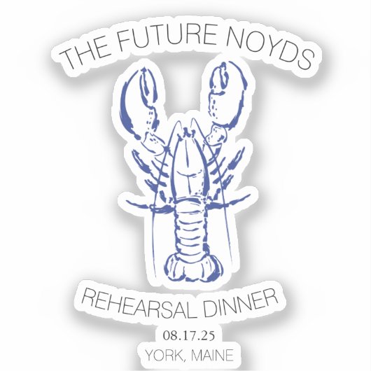 Coastal Lobster Wedding Rehearsal Dinner Sticker (Voorkant)