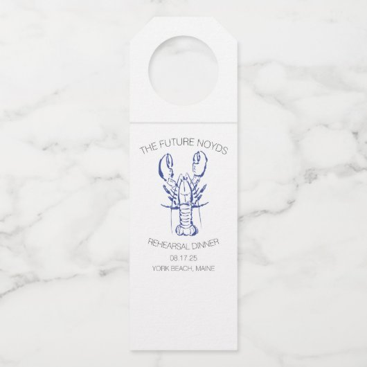 Coastal Lobster Wedding Rehearsal Dinner Sticker Flessenhanger (Voorkant)