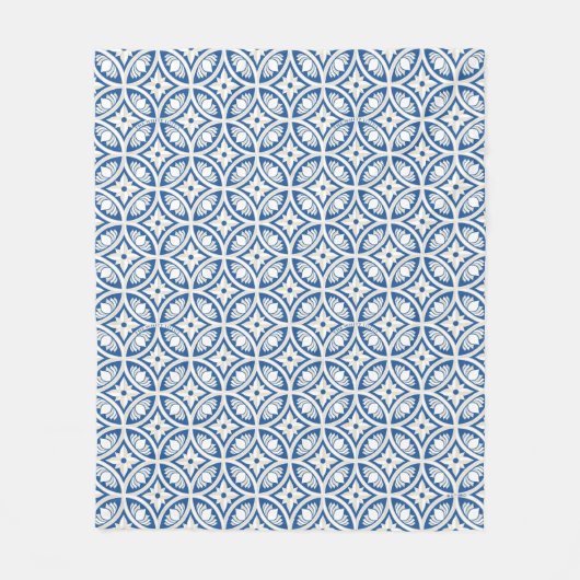 Coastal Lotus Tegel Pattern - De Witte Lotus Fleece Deken (Voorkant)