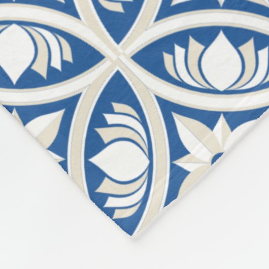 Coastal Lotus Tegel Pattern - De Witte Lotus Fleece Deken (Hoek)
