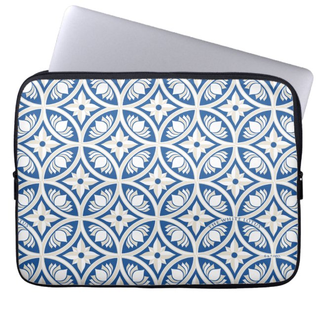 Coastal Lotus Tegel Pattern - De Witte Lotus Laptop Sleeve (Voorkant)