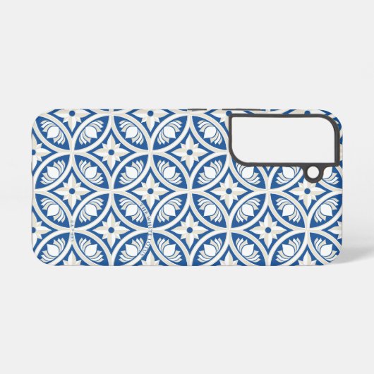 Coastal Lotus Tegel Pattern - De Witte Lotus Samsung Galaxy Hoesje (Achterkant horizontaal)