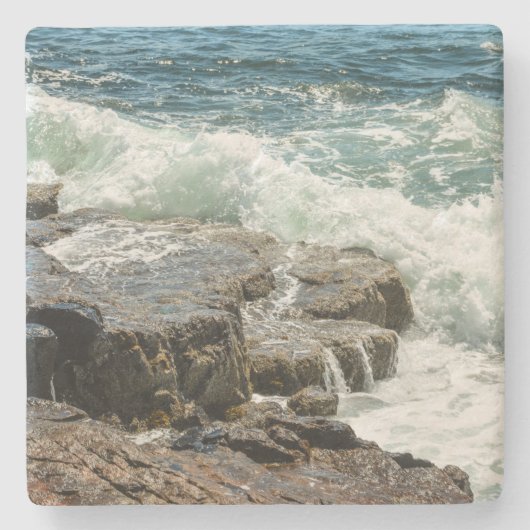 Coastal Maine Rocky Shoreline Ocean Stenen Onderzetter (Voorkant)