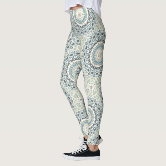 Coastal Mandala in Sand, Blue, and Driftwood Tones Leggings (Links)