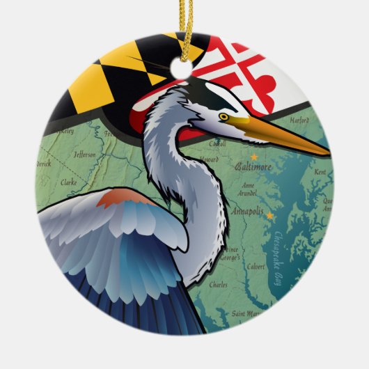 Coastal Maryland Blue Heron Keramisch Ornament (Voorkant)