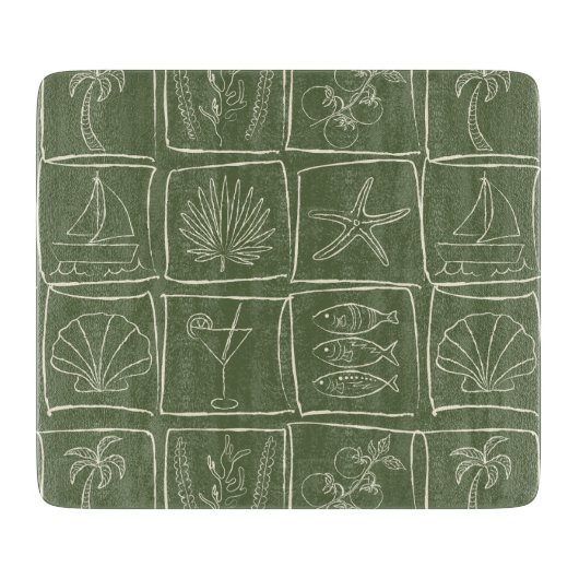 Coastal Mediterranean Faux Tile Olive Grove Snijplank (Voorkant)