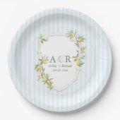 Coastal Mediterranean Lemon Crest Wedding Papieren Bordje (Voorkant)
