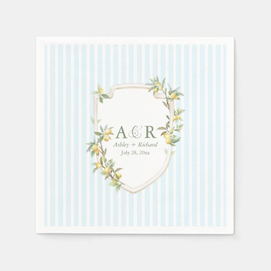 Coastal Mediterranean Lemon Crest Wedding Servet (Voorkant)
