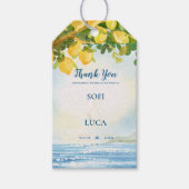Coastal Mediterranean Lemon Grove Wedding Favor Cadeaulabel (Voorkant)