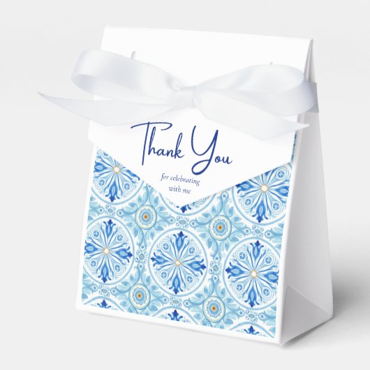 Coastal Mediterranean Tile Bridal Shower Thank You Bedankdoosjes (Voorkant Zijde)