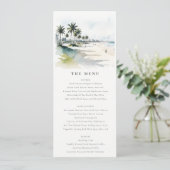 Coastal Miami Beach Palm Tree Bruiloft Menu Kaart (Staand voorkant)
