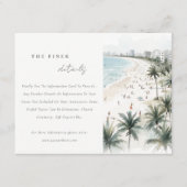 Coastal Miami Beach Palm Tree Trouwgegevens Informatiekaartje (Voorkant)