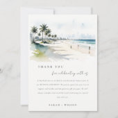 Coastal Miami Beach Palm Tree Waterverf Bruiloft Bedankkaart (Voorkant)