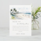 Coastal Miami Beach Palm Tree Waterverf Bruiloft Bedankkaart (Staand voorkant)