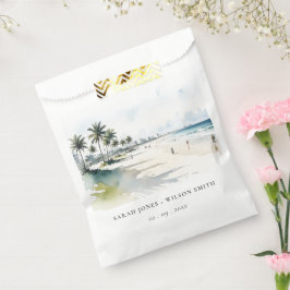 Coastal Miami Beach Palm Tree Waterverf Bruiloft Bedankzakje