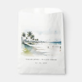 Coastal Miami Beach Palm Tree Waterverf Bruiloft Bedankzakje (Voorkant)