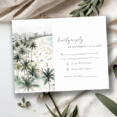 Coastal Miami Beach Palm Tree Waterverf Bruiloft RSVP Kaartje
