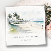 Coastal Miami Beach Palm Tree Waterverf Bruiloft Servet