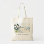 Coastal Miami Beach Palm Tree Waterverf Bruiloft Tote Bag (Voorkant)