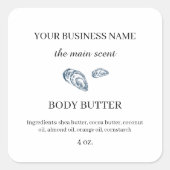 Coastal minimalist body butter cosmetics packaging vierkante sticker (Voorkant)