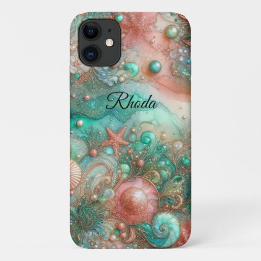Coastal Mint Coral Seashell Paradise Case-Mate iPhone Case (Achterkant)