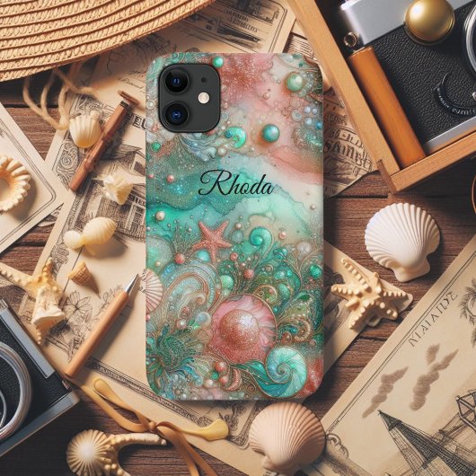 Coastal Mint Coral Seashell Paradise Case-Mate iPhone Case