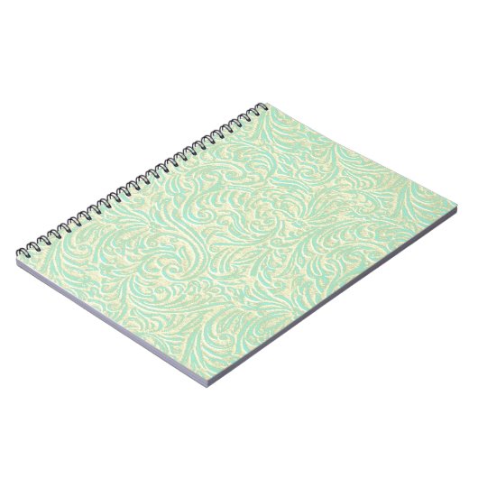 Coastal Mint Green  Franse Scrollwork Notitieboek (Linkerzijde)