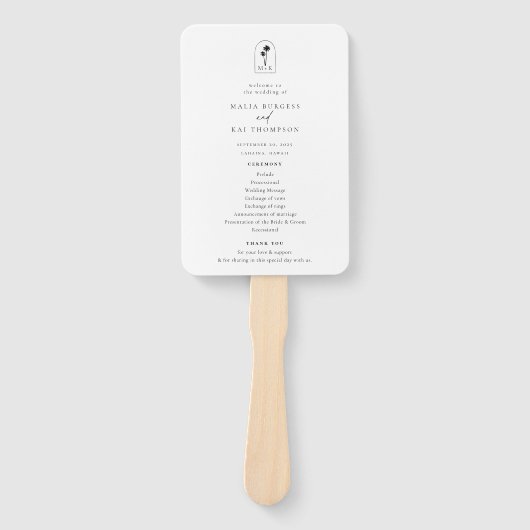 Coastal Monogram Weddenschap Programma Handwaaier (Voorkant)