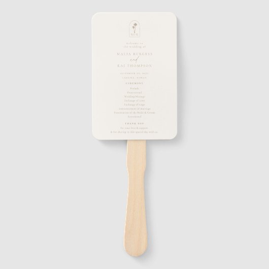 Coastal Monogram Weddenschap Programma Handwaaier (Voorkant)