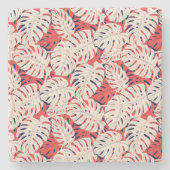 Coastal Monstera Leaf Patterned Stone Onderzetter (Voorkant)