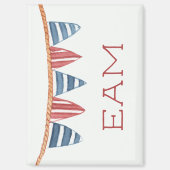 Coastal Nautical Beach Flags Monogram Magneet (Voorkant)