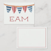 Coastal Nautical Beach Flags Monogram Notitiekaartje (Voorkant / Achterkant)