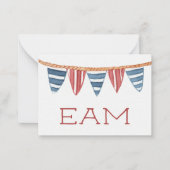 Coastal Nautical Beach Flags Monogram Notitiekaartje (Voorkant)