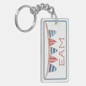 Coastal Nautical Beach Flags Monogram Sleutelhanger (Voorkant Links)