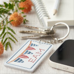 Coastal Nautical Beach Flags Monogram Sleutelhanger<br><div class="desc">This monogrammed keychain features a nautical flag banner in soft watercolor shades of red,  white and blue.  Personalize the monogram on the front with your choice of initials and special text on the back.  Fun for personalized party favors and gift bags.</div>